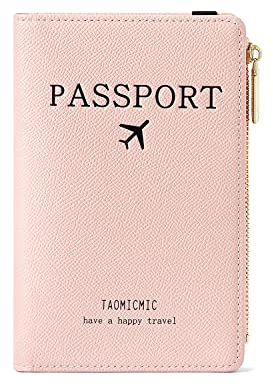 Katech Reisepasshülle, Premium PU Leather Reisepass Schutzhülle mit RFID Blockier, Schutzhülle Reisepass für Kreditkarten, Ausweis und Reisedokumente (Pink)