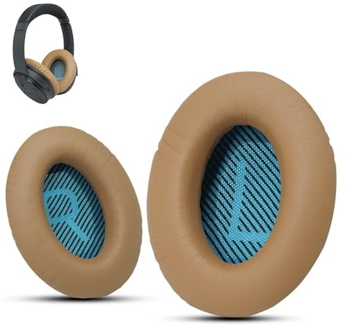 Krone Kalpasmos Premium Ohrpolster Ersatz für Bose Kopfhörer Ohrpolster kompatibel mit Bose QuietComfort 35 ii / QC35 / QC25 /QC2 /QC15 /Ae2 /Ae2i/Ae2w/SoundTrue & SoundLink von Krone Kalpasmos，Beige