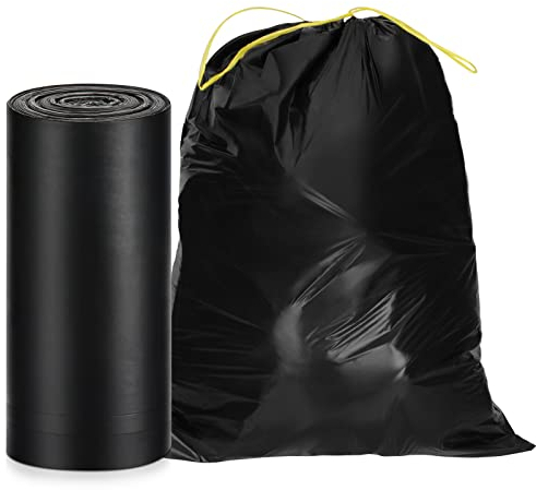 O2frepak Müllbeutel 15Liter Reißfest,Schwerlast Müllsäcke mit Zugband,Starke Müllbeutel,Strong Garbage Bag and Heavy Duty Trash Bags(45x50cm,100Stück)