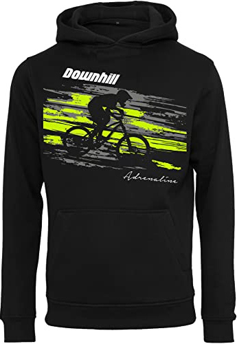 Baddery Fahrrad Pullover Herren : Downhill Adrenaline - Mountainbike Hoodie Kapuzenpullover (XL)
