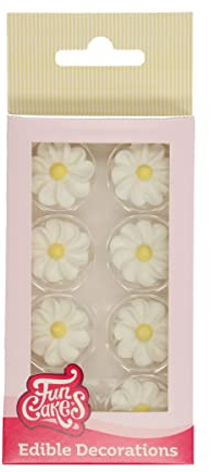 FunCakes Decorazioni di Zucchero Margherite Bianche, Pronte all'Uso per la Decorazione di Torte, Perfette per Cupcake, Muffin e Altro, Set e 16