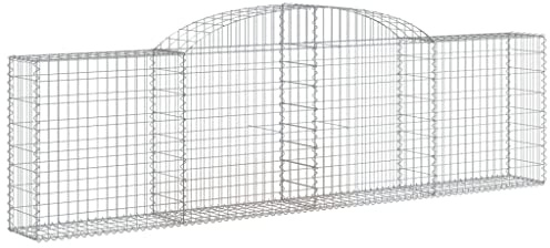 vidaXL Panier de Gabions Arqué, Cage à Gabion, Mur de Gabion, Panier à Pierre, Gabion pour Pierre Patio Extérieur, 300x30x80/100 cm Fer Galvanisé