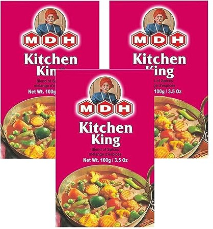 MDH Various Seasoning Masala Powder - Spices Mix Curry Masala Recipe Mixes Casserole Seasoning Herbs - Aromatic & Enhances the flavor of the meal (Kitchen King Masala (100g), Pack of 3)