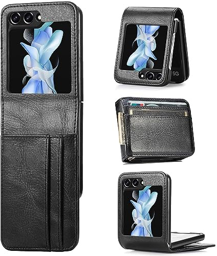 Verco Flip Cover für Samsung Galaxy Z Flip 5 5G Case, Flipstyle Schutzhülle für Galaxy Z Flip 5 Hülle Tasche vertikal klappbare Handyhülle, Schwarz