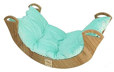 Skyline Kletterbogen mit Kissen Baby Kleinkind Kinder ab 1 Jahr indoor Klettern Montessori Klettergerüst Holz Wippe Balancewippe Kletterdreieck Kletterwippe Holzwippe Kletterling Holzbogen Mittel Groß