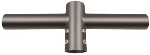 180° Pole Tenon Spoke Twin Bullhorn Bracket, Double 180° Horizontal Tenon Adapter, 2 Adapter Tenons Inline for LED Street Light, Parking Lot Light, Bronze