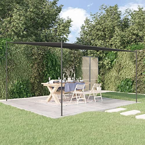 Festnight Pérgola de Jardín con Techo, Gazebo Cenador Jardín con Toldo para Patio Terraza Exterior, Pérgola de Acero y Tela Impermeable y Protector Solar, Gris Antracita 4x4 m 180 g/m²