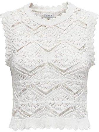 ONLY Onlfrida Life SL Structure Top Ex KNT Tricot, Blanc, XS Femme