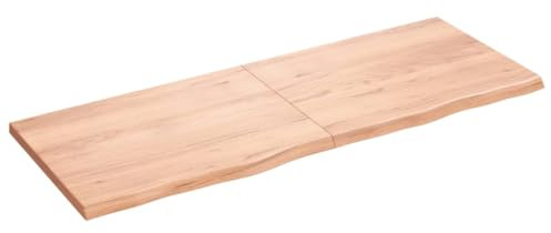 vidaXL Tischplatte, Schreibtischplatte mit Naturkante, Holztischplatte für Esstische Couchtische, Esstischplatte Couchtischplatte DIY Platte, Hellbraun Massivholz Eiche Unbehandelt