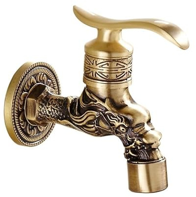 Robinetterie Murale Robinet Mural en Laiton sculpté Dragon Antique, Petit Robinet rétro décoratif de Jardin extérieur, Machine à Laver, vadrouille, robinets de WC (Color : BT001)