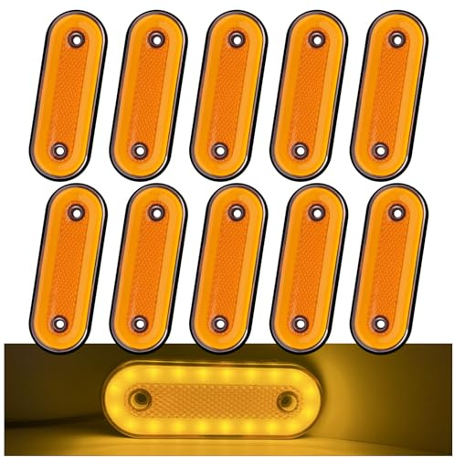 Biqiure 10PCS Feux de Gabarit Jaune,12V 24V Feu de Gabarit Remorque LED Arrière Avant Indicateur Feux de Gabarit Latéraux pour Remorque Camion Caravane