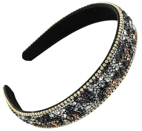 scicent Haarreif Strass Stirnbänder Glitter Gepolstertes Haar Zubehör Kristall Verschönert Perlen Haar Bands Breite Kopfbedeckung für Frauen Mädchen 16718