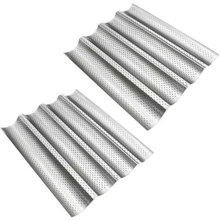 Ciieeo 2stücke Wellenförmige Antihaft-baguette-backform Mit Fächern Hochwertige Backform Für Gleichmäßiges Backen Von Brot Für Küche Und Restaurant Groß Silber