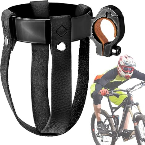 Povanjer Fahrradflaschenhalter, Fahrradflaschenhalter, Fahrrad Getränkehalter Lenkerhalterung, Retro-Fahrrad-Getränkehalter aus Leder, Fahrrad-Getränkehalter, Wasserflaschenhalter, Fahrradzubehör für