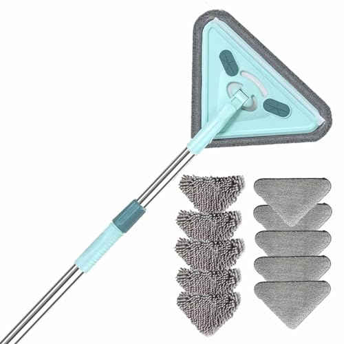 Trapeador Triangular Multifuncional Trapeadores Triangulares Giratorios Multifuncionales Húmedos Y Secos Extensibles Giratorios De 360 ​​​​° Con Mango De 1,5 M De Largo Y Almohadilla De 10 Piezas