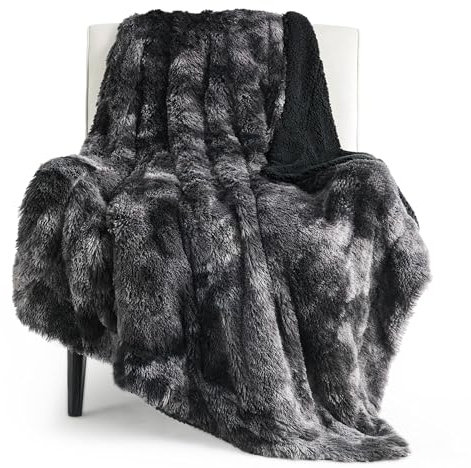BEDSURE Kuscheldecke - Flauschig Decke, Warm Sherpa Sofadecke, Dicke Felldecke, Couchdecke, Flauschige Kunstfelldecke, Wohndecke für Couch, Schwarz, 150x200 cm