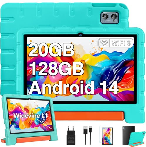 ZIOVO Tablet para Niños 10 Pulgadas Android 15 con 30GB RAM + 64GB ROM/TF 2TB, Octa-Core, Gemini AI, Widevine L1, Face ID, Control Parental, 5G WiFi, BT 5.0, GPS, Tablet para Niños con EVA Caso-Verde