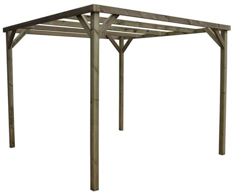 Pergola autoportante en bois gamme Kora de Vidapotager : élégance naturelle pour votre espace extérieur (bois de pin, 240 x 240 x 240 cm)