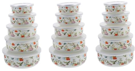 Ciieeo Set Di 15 Ciotole Ciotole Decorative Smaltate Contenitori Per Alimenti Zuppiera Per Uso Domestico Ciotola Per Frutta Contenitore Per Alimenti Per Bambini Ciotole Smaltate Multiuso