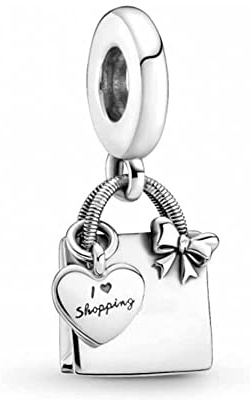 Femme Charms Shopping Bag charme Coccinelle rouge Argent Sterling 925 Pendentif avec Zircon Cubique pour Bracelet