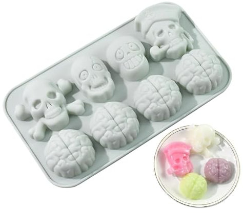 Totenkopf-Silikonform – Totenkopf-Schokoladenformen | Silikon-Schokoladenformen Totenkopf-Süßigkeiten-Form | Totenkopf-Design Silikonformen mit 8 Fächern, Totenkopf-Form, Silikon-Totenkopf-Form,