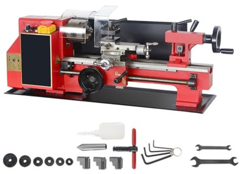 300mm 250W Precision Mini Metal Lathe with 80mm 3-jaw Self-centering Chuck, 2500RPM Infinite Speed, 20mm Spindle Through Hole, Milling Machine for Various Metal Turning
