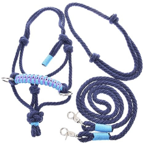 LarDen Hobby Horse Zubehör SeilSet - Halfter mit Zügel & Halsring für Größe M Steckenpferd - Dunkelblau, Stockpferd Set, Hobby Horsing Pferd, Spielzeug Kinder, Spielpferd, Hobbyhorse
