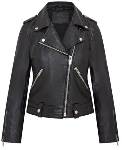 Infinity Leather Giacca da Motociclista Brando Classica Nera da Donna