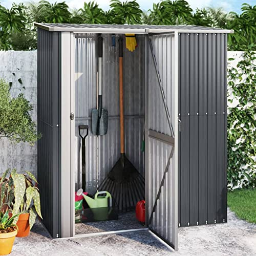 Somanki Fahrradschuppen, Fahrradgarage, Fahrrad Garage, Gerätehaus, Fahrrad Unterstand, Lagerschuppen, Geräteschrank, Anthrazit 180,5x97x209,5 cm Verzinkter Stahl