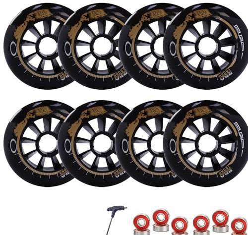ANWEALTH 6er Pack 8er Pack Pro Inline Skate Ersatzrollen 110 mm 100 mm 90 mm 85A Inline Speed Skate Rollen mit Lagern erhöhte Geschwindigkeit und Griffigkeit (110 mm 8)