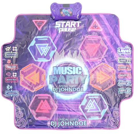 Wakects Tanzmatte mit LED-Effekt, Tanzmatte Spielzeug für Junge Mädchen 100 * 89 Spielzeug Mädchen Tanzmatte Tanzunterlage Elektronische Tanzmatte für 3 4 5 6 7 8 9 10+