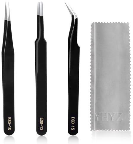 YHYZ Precision Tweezers Set, for Craft DIY Jewelry Watch, Stainless Steel Anti-Static ESD Tweezers Kit for Electronics, Sodlering
