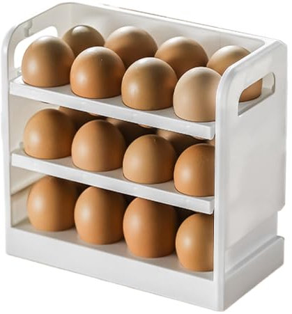 Lnhgh Egg Organizer for Refrigerator,Flippable Egg Dispenser for Refrigerator | Auto Flipping Egg Stacker Tray 3 Tiers 24-Grid Egg Storage Box Case for Fridge Side Door