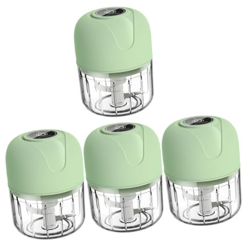 Cabilock 4 Piezas triturador de ajo vegetable chopper troceador de verduras prensa de ajo picadora cortadora de verduras picadora de ajos portatil trituradora de alimentos abdominales Green