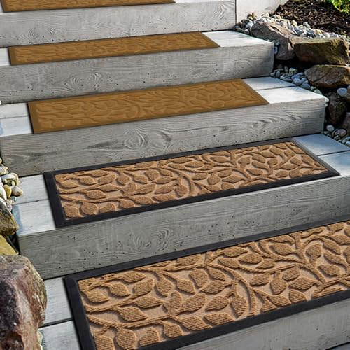 Aucuda 2er Set Stufenmatte Außen Gummi, 76 x 22 cm rutschfest Treppenmatten | Gelbe Antirutschmatten & Gummimatte, Wetterfest & Rutschfest, für Stufe, Treppe, Fußmatte, Stiegen, für Outdoor Aussen Sommer