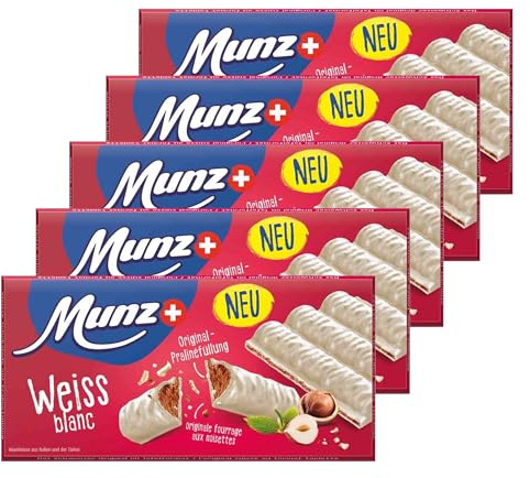 Munz Prügeli - Schweizer Schokoladentafel | Weiss | 5 x 100g | 100% natürliche Zutaten, Fairtrade, Schokoriegel zum Abbrechen, cremige Pralinéfüllung, perfekter Pausensnack