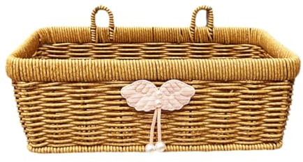 Fenteer Hängender Rattan Aufbewahrungskorb - Deko Korb für Küche Bad Wohnzimmer - Ideal für Knoblauch Zwiebeln Obst - Handgeflochten mit Griff - Wandkorb für stilvolle Aufbewahrung, L