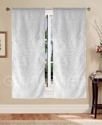 Coppia Tende Effetto Lino Filtranti Tinta Unita per Finestre e Portefinestre – Eleganti e Versatili, Pronte da Appendere – Misure 70x150 e 70x240 cm – Set da 2 Pannelli (Bianco, 70x150 cm)