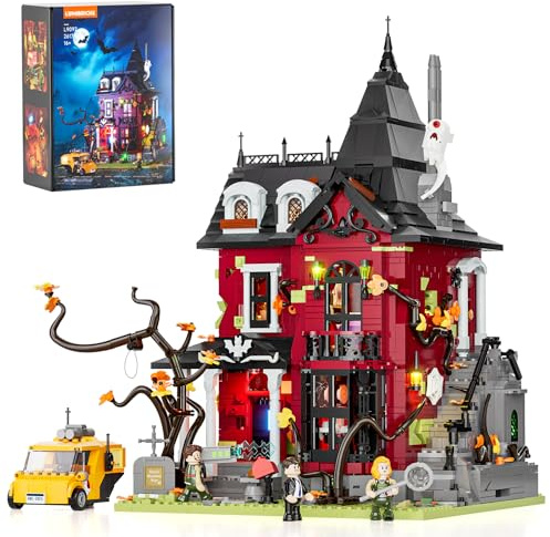 Lumibricks Mitternachtliche Geistervilla Klemmbausteine mit Beleuchtung 2617PCS, Horror-Dorf-Stadtarchitektur,L9092