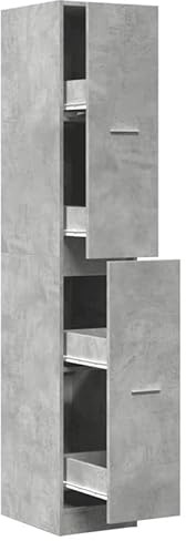 Eleganz Armario farmacéutico gris hormigón 30 x 41 x 174,5 cm – Moderno armario de salón de madera, espacio para libros y decoración, mueble que ahorra espacio