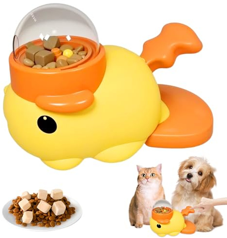 Interactive Toys for Dogs, Dog Treat Dispenser Toy and Cat Treat Dispenser, Pet Food Dispenser, Automatic Feeding Machine, Intelligent Fun Dog Food Puzzle Toy (yellow)