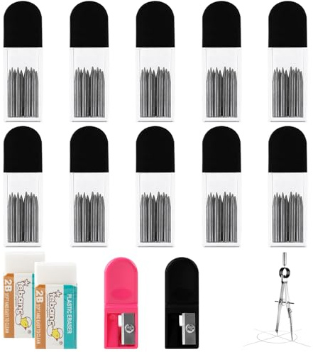 100 Stück Zirkelminen Kit, 2B Zirkel Ersatzminen(2mm Durchmesser) 2cm Lang