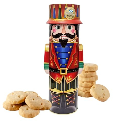 Christmas Nutcracker Soldier Shortbread Biscuits - Festive Nutcracker Biscuit Tin Filled with Scottish Shortbread Cookies 135g with Topline Card. Great Christmas Gifts for Kids, Stocking Fillers
