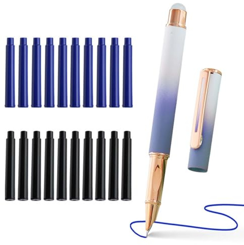 GHPKOTW 1 Stylo-Plume, 20 Cartouches d'Encre, Effaçable, Ergonomique, Pour Droitier/Gaucher, Pour Écriture, Pour Étude, Bureau, Vie Quotidienne