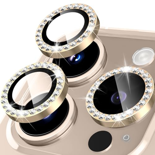 Happtkey Pellicola Fotocamera per iPhone 16 Pro Max, Diamante Scintillante Pellicola Protettiva per Schermo Della Fotocamera in Vetro Temperato, Anello Singolo in Lega di Alluminio