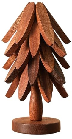 Dessous de Plat en Bois Naturel pour Plats Chauds, casseroles et poêles Chaudes, Dessous de Plat en Bois, sous-Verres empilables, Coussinets en Forme d'arbre de antidérapant