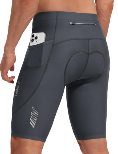 baleaf MTB Radlerhose Herren Gepolstert Kurz Atmungsaktiv | 4D sitzpolster hauteng, reflektierende, schnelltrocknend, rutschfester silikonbund, mit 2 seiten&hintertaschen für rennrad