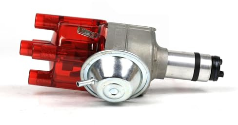 Distribuidor Distribuidor de encendido electrónico completo Compatible con Volvo B20A, B20B y B18. Avance de vacío en sentido antihorario (tapa transparente roja). Distribuidor de encendido