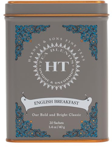 Harney & Sons English Breakfast Tea, Caffeinated, 20ct sachet tin, HT Tea Blends