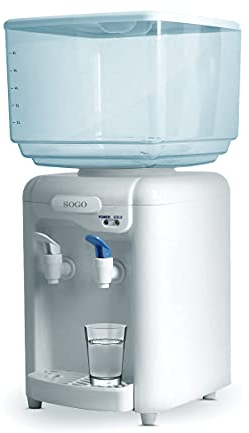 SOGO Dispensador de Agua Fría y Natural 7L - Dispensador de Agua Garrafa de 7L con Bandeja Antigoteo Extraíble - Compatible con Botellas de 0,7L hasta 7L - Incluye 2 Adaptadores
